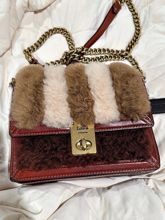 Coach Handbags - Coach Hutton Crossbody Bag in Shearling and Leather Shearling Brown &